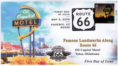 26-181, 2026, Route 66, Complete Set (8 covers), FDC, Pictorial Cancel