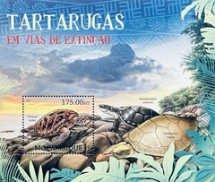MOZAMBIQUE ENDANGERED TURTLES STAMPS 2012 MNH GREEN SEA TURTLE REPTILE ANIMAL