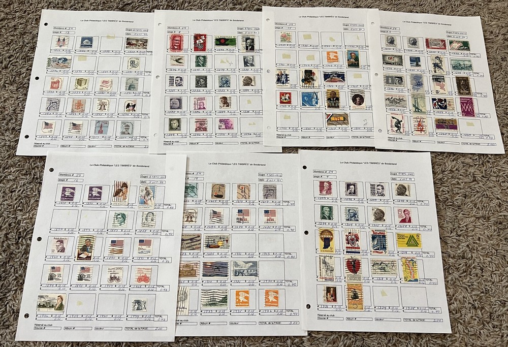 AMAZING USA STAMPS LOT ON BOISBRIAND QUEBEC AUCTION PAGES, FLAGS, EAGLES ETC. #3
