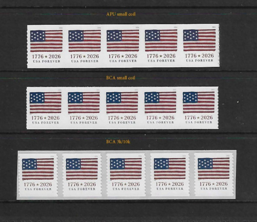US 2026 Flag Forever Stamp Coil Strip of 5 Set