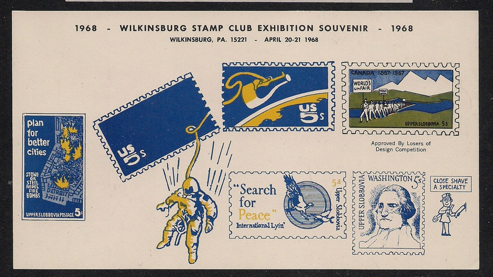 1968 Wilkinsburg Souvenir Sheet, MNH, Full Original Gum, Satirical Philately!!