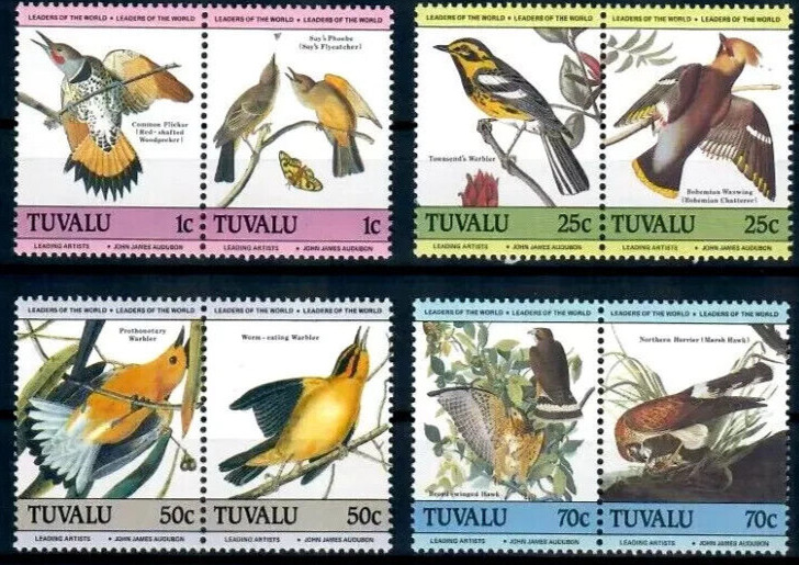 Tuvalu 279 – 286 BIRDS Mint Never Hinged Set of 8 Multi Color Stamps