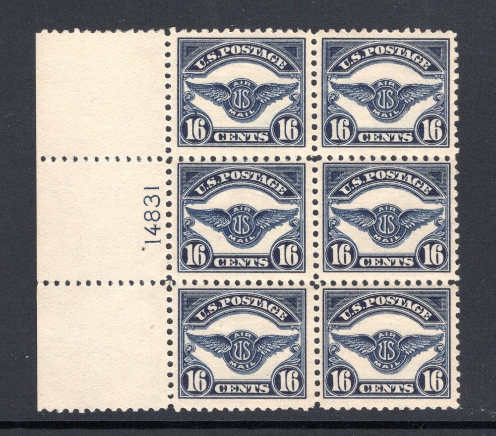 Superb USA #C5 Never Hinged Plate Block Of Six, MNH Undisturbed Original Gum