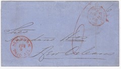 1868 BRITISH H/S 6d RATE TRANSATLANTIC WRAPPER LONDON TO NEW ORLEANS NY PAID ALL