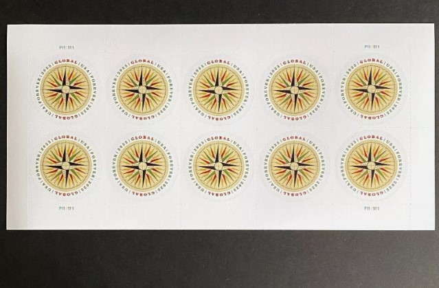 USA 2025 Stamps MNH Global Forever Compass Rose Sheet of 10 United States US