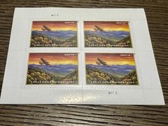 Great Smoky Mountains Priority Mail Express Stamp, Sheet of 4, $115 Face Value