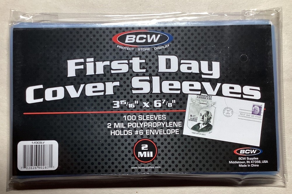 100 FIRST DAY COVER POLY SLEEVES, FOR #6 COVERS, 2 MIL CRYSTAL CLEAR – BCW BRAND