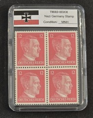 WW2 Nazi German THIRD REICH ADOLF HITLER NSDAP Stamp Block w Slab Case MNH