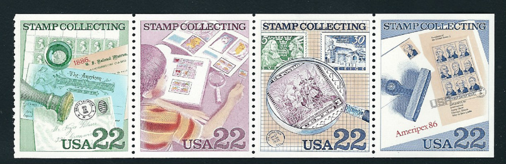 Scott #2198/2201.. 22 Cent.. Stamp Collecting….Booklet Pane of 4