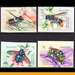 2019 Native Bees Set of 4 Peel & Stick Stamps MUH