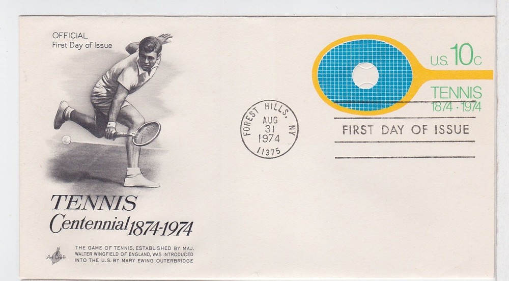 TurtlesTradingPost- Tennis Envelope -1974 FDC #U569- Artcraft Cachet