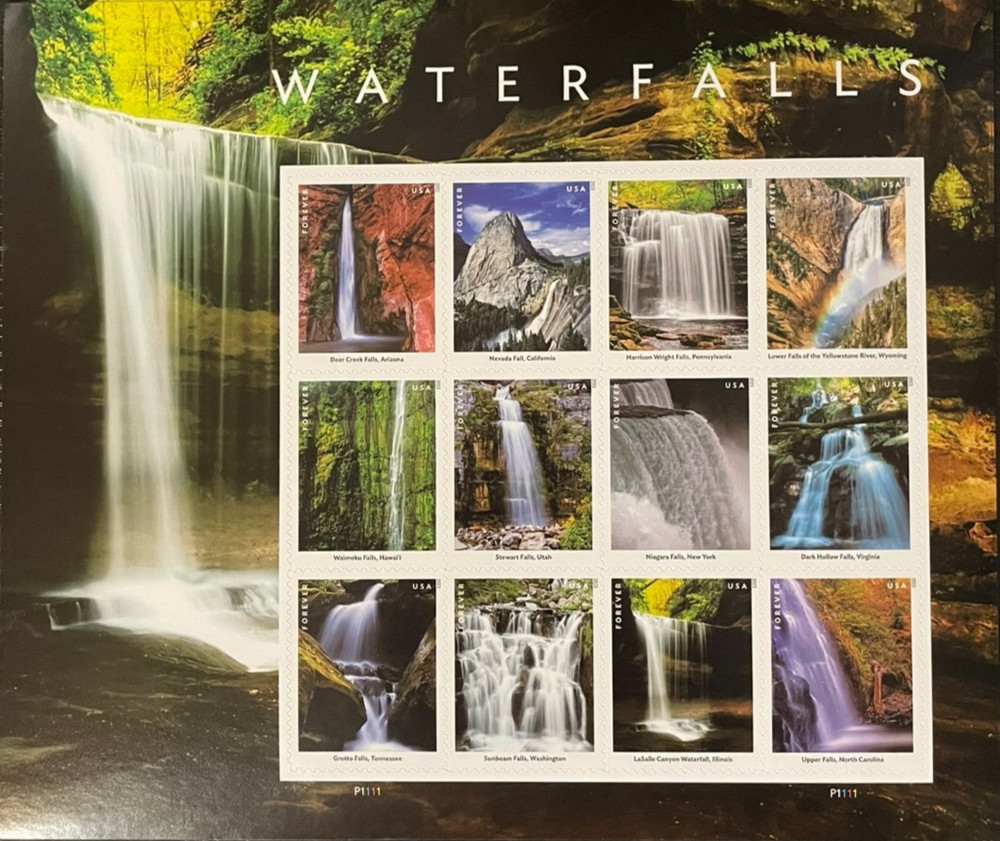 2023 Waterfalls Stamp Sheet of 12 – Forever – MNH