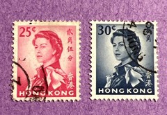 Hong Kong 1962 – Used Scott 207-208. Wmk Upright. Queen Elizabeth II.