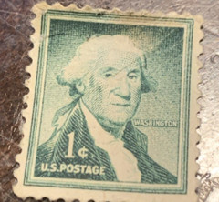 Uncirculated 1954 George Washington 1 ¢ Cent Stamp Rich Green Color Original Gum