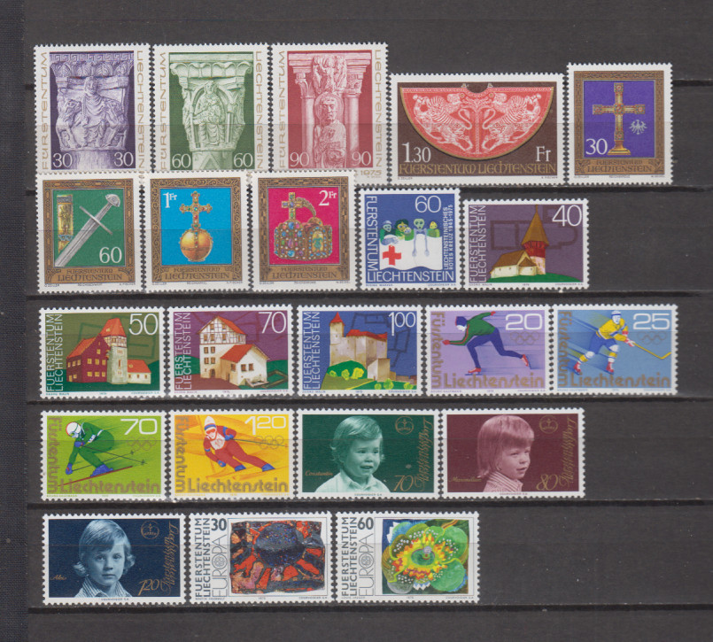 LIECHTENSTEIN 1975 COMPLETE YEAR SET MINT NEVER HINGED MNH 22 STAMPS SEE PICTURE