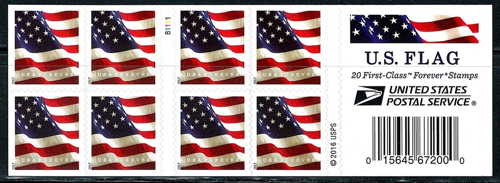 Mint US 2017 First-Class Flag Forever Booklet Pane of 20 Stamp Scott# 5160 (MNH)