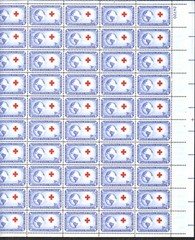 #1016 INTERNATIONAL RED CROSS. MINT SHEET. F-VF NEVER HINGED. BCV $11.50