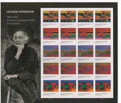 George Morrison Sheet of 20 one ounce rate Stamps Peel and Stick sent from OKC