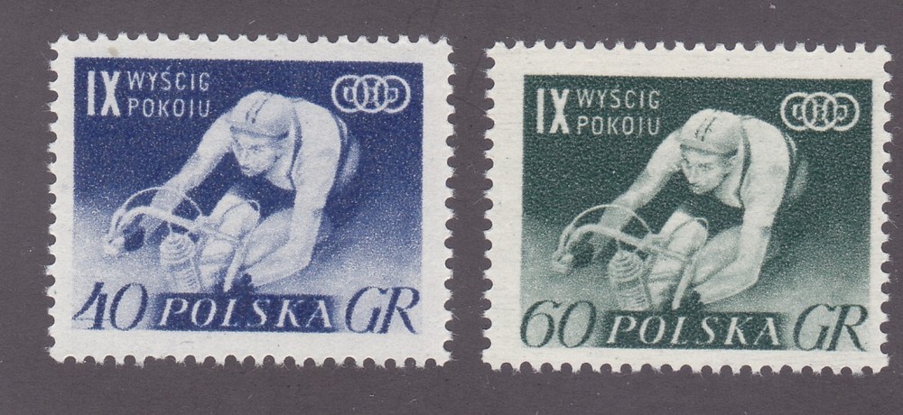 Poland 727-28 MNH 1956 9th Intl. Peace Bicycle Race Warsaw-Berlin-Prague Set