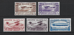 Egypt 1933 Aviation Mi. # 186 – 190 full set Original Gum Mint Never Hinged