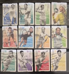 Australia 2017 Tennis Legends, peel and stick, good used set 12