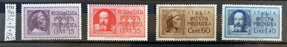 ITALY REGNO 1933-1945 SERVIZI POSTA PNEUMATICA NUOVI – 4 STAMPS NEW*
