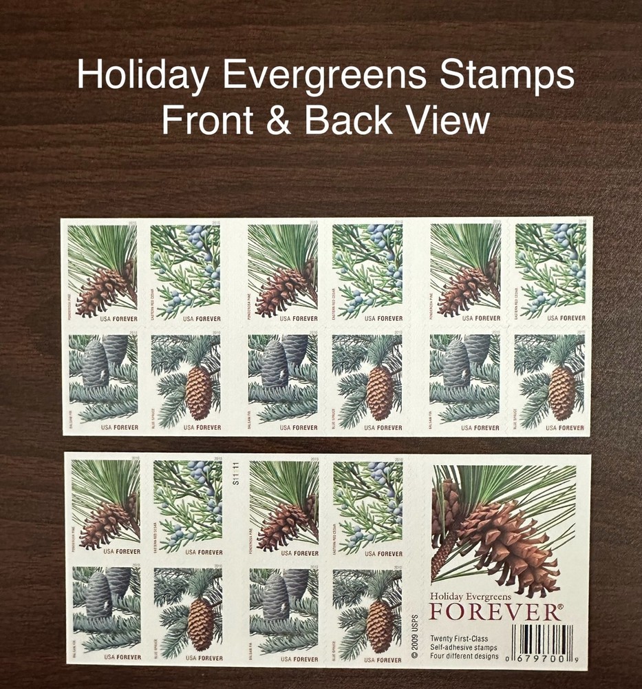 New Book 20 Stamps – “HOLIDAY EVERGREENS” – Seasonal Invitation Stamps – 2010