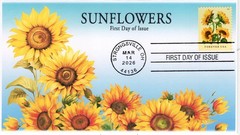 26-056, 2026, Sunflowers, First Day Cover, Standard Postmark, Strongsville OH