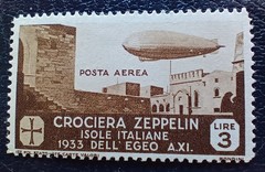 ITALY 1933 AEGEAN ISLANDS C20 – C25 ZEPPELIN AIRMAIL SET – M.N.H. , C..V. 1100$