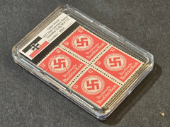 Third Reich WWII Nazi German NSDAP Swastika Stamp Block NSDAP MNH w Slab Case