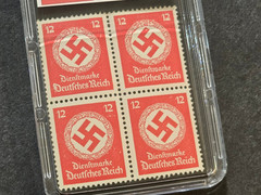 Third Reich WWII Nazi German NSDAP Swastika Stamp Block NSDAP MNH w Slab Case
