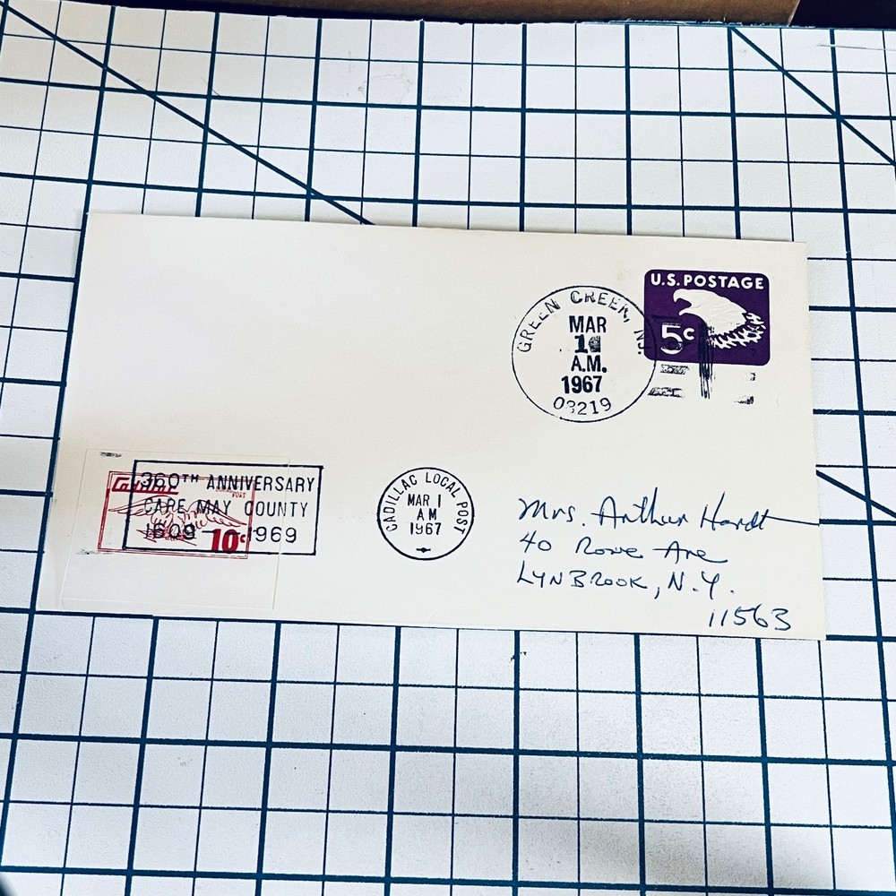 USA 5c Eagle First Day Cover 1967 Green Creek Postmark Vintage FDC Cape May 360