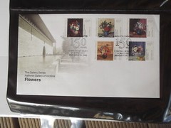 2011 AUSTRALIAN FIRST DAY COVER PEEL AND STICK STAMPS NATIONAL GALLERY FLOWERS