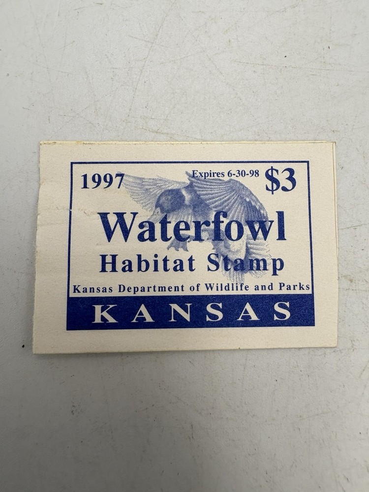Kansas 1997 State Duck Stamp Mallard Blue Peel And Stick Stamp