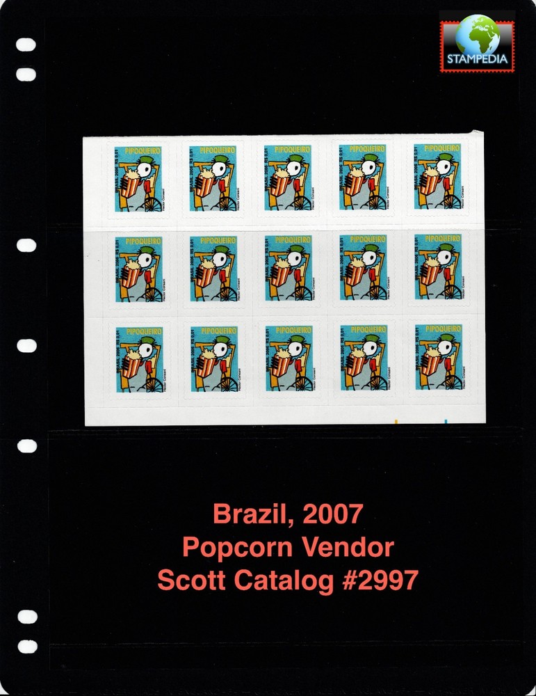 $15.00 Scott Value – 2007 BRAZIL Popcorn Vendor definitives CV MNH NH UMM