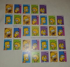 Two (2) New Booklet Panes of THE SIMPSONS 44¢ US Postage Stamps, USA # 4399-4403