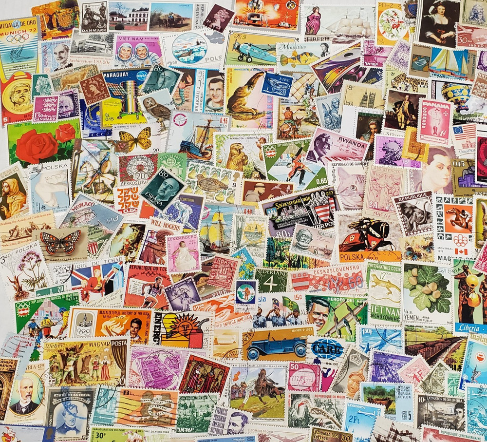 150 Worldwide Stamps -All Different Views & Sizes-Large Medium & Small Stamps