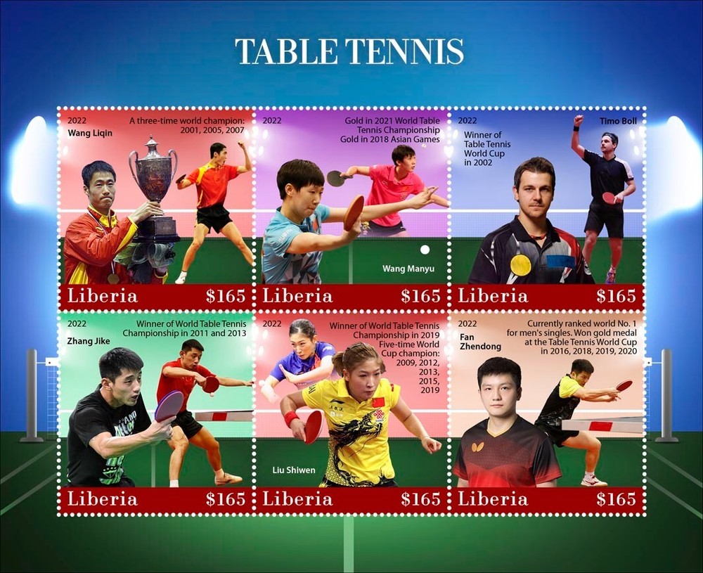 Table Tennis Champions MNH Stamps 2022 Liberia M/S