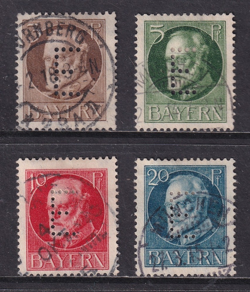 BAVARIA 1914-16 Railway Officials set of 4 SG R195-R198 Used (CV £170)