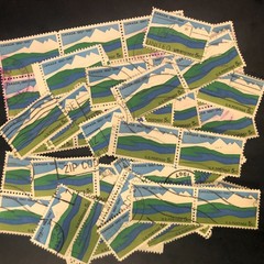 Postage Stamps For Crafting: 1967 5c Abstract Landscape; Multi-Color; 50 Pieces