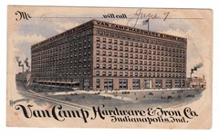 Indianapolis IN Used Postal Card Multi-Color Adv Van Camp Hardware RPO Use 1909