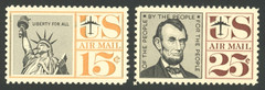 US Airmail – 1959-1960 Statue of Liberty & Lincoln – SC# C58-C59 Singles MNH OG