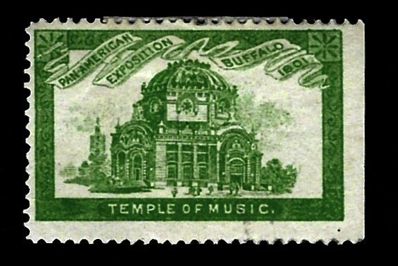 1901 Pan American Exposition BC109 GREEN H TEMPLE OF MUSIC Cinderella Stamp Expo