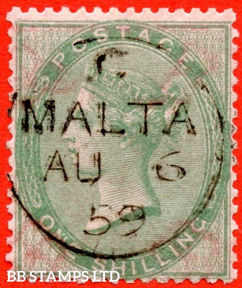 SG. 72. J100 (2). Z74. 1/- Green. A SUPERB upright ” 6th August 1859 MAL B67131