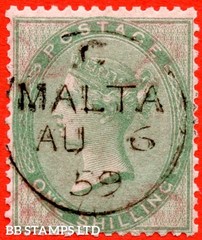 SG. 72. J100 (2). Z74. 1/- Green. A SUPERB upright ” 6th August 1859 MAL B67131