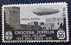 ITALY 1933 AEGEAN ISLANDS C20 – C25 ZEPPELIN AIRMAIL SET – M.N.H. , C..V. 1100$