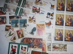 Lot of Christmas Postage Stamps Mixed Denominations Vintage Unused Postage