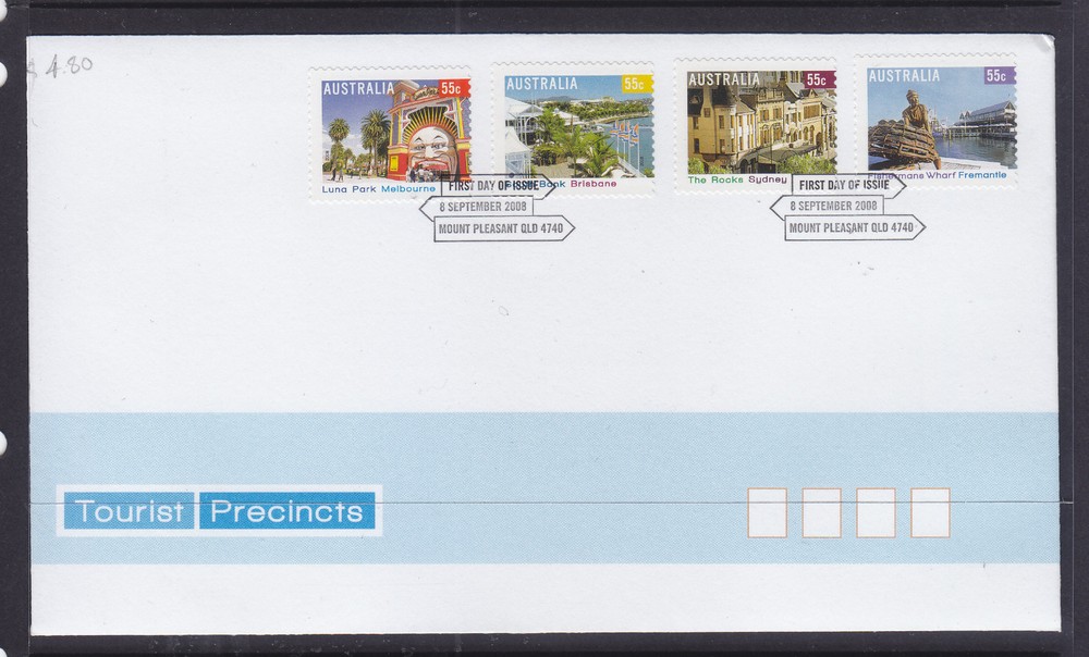 FDC: 2008 TOURIST PRECINCTS SET OF 4 PEEL AND STICK