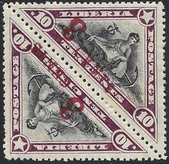 Liberia # 162-a Mint Pair Upright & Inverted “3” Error Triangle 1918 Surcharge