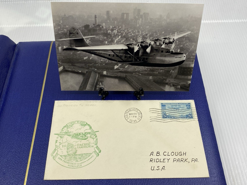FIRST Flight Pan American trans-pacific, Nov. 22, 1935, FDC, to Ridley Park, PA